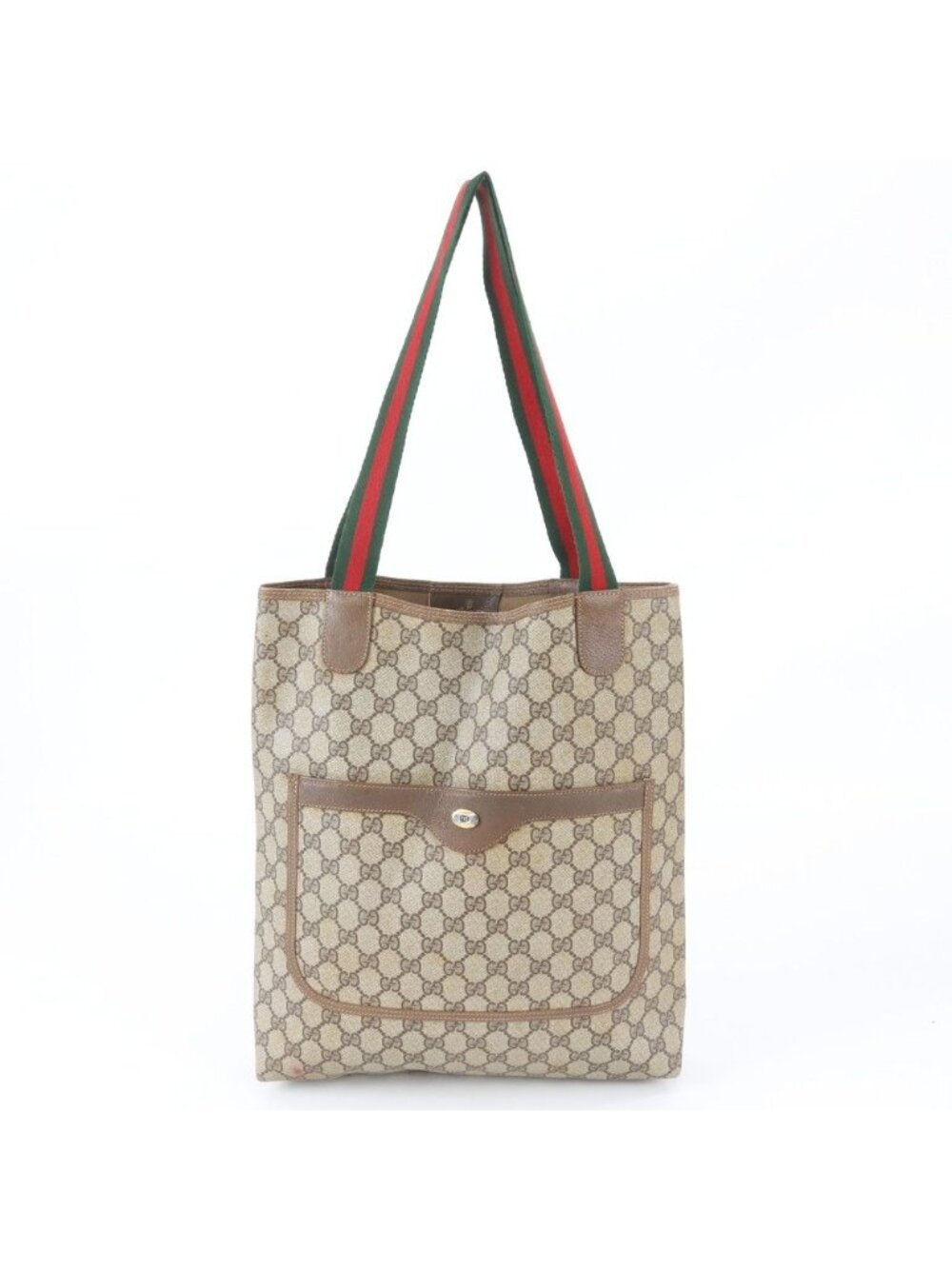 Gucci Vintage GG Supreme Sherry Line Leather Tote Bag